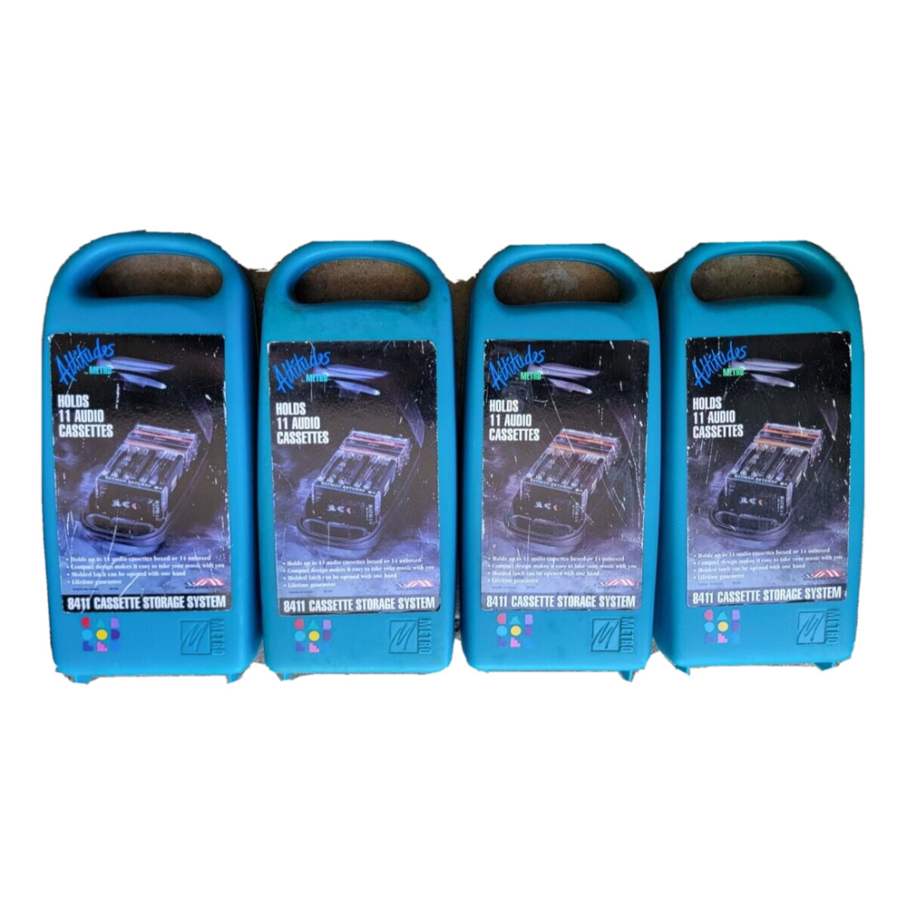4 Vintage 80s 90s Retro Caboodles Metro Large Oval Travel CASSETTE HOLDERS Cases